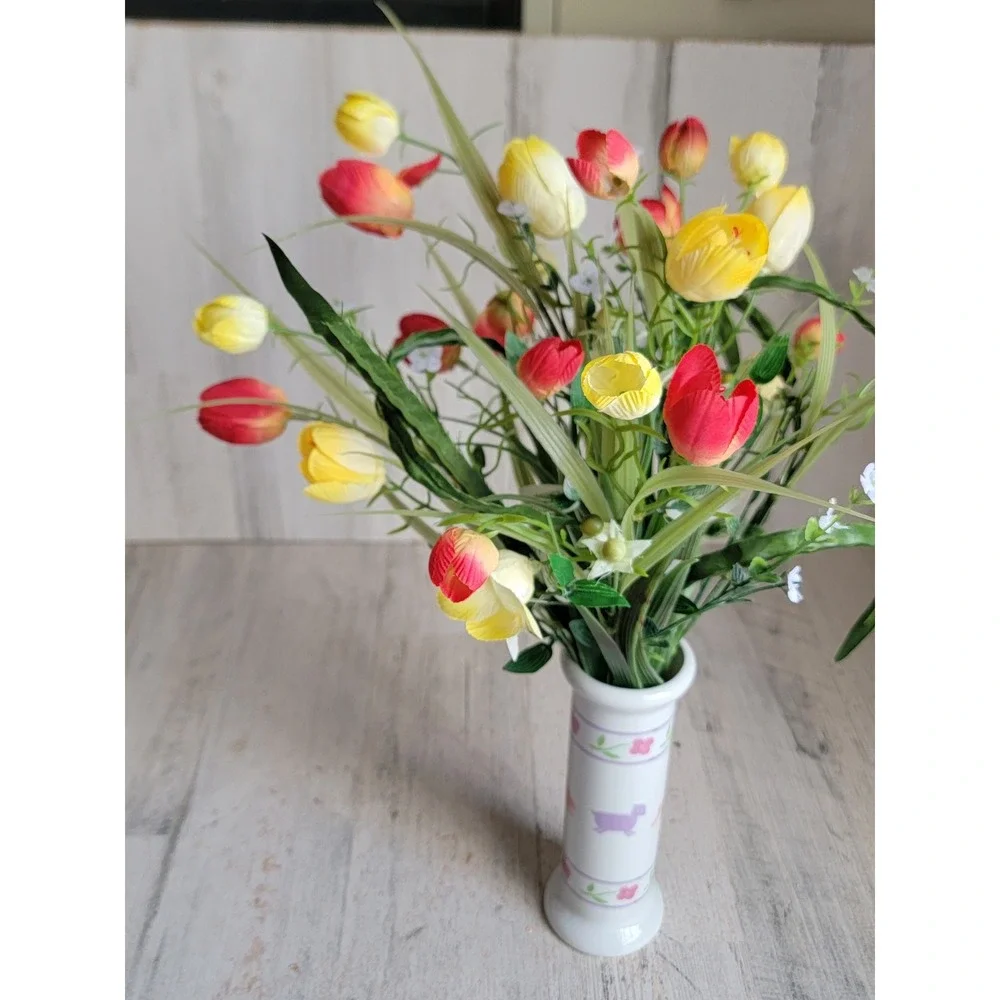 FTDA‎ japan vase Easter faux tulip rabbit vintage flower home decor